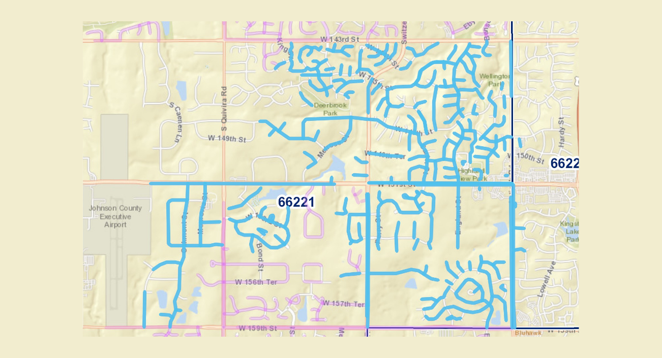 Overland Park 66221 north coverage map