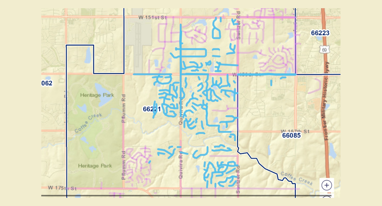 Overland Park 66221 south coverage map